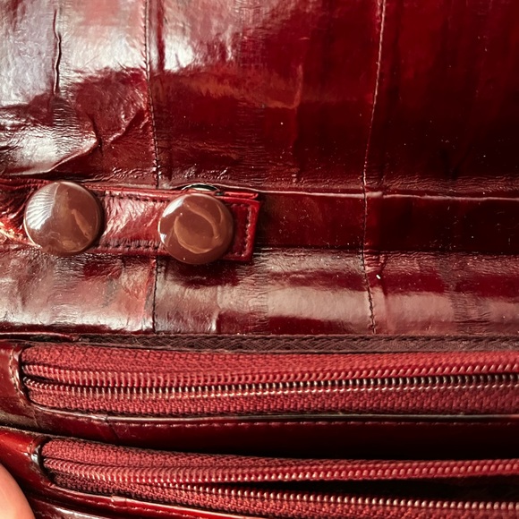 Vintage 1980’s Genuine Eel Skin Maroon/Red Handbag Shoulder bag clutch/purse - Picture 4 of 8